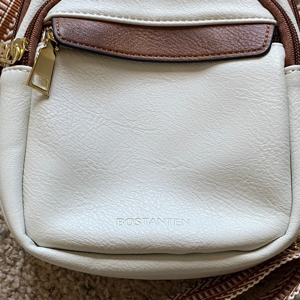Women’s Stylish Bostanten Cream and Brown Sling Crossbody Purse (NWOT) - Picture 2 of 11